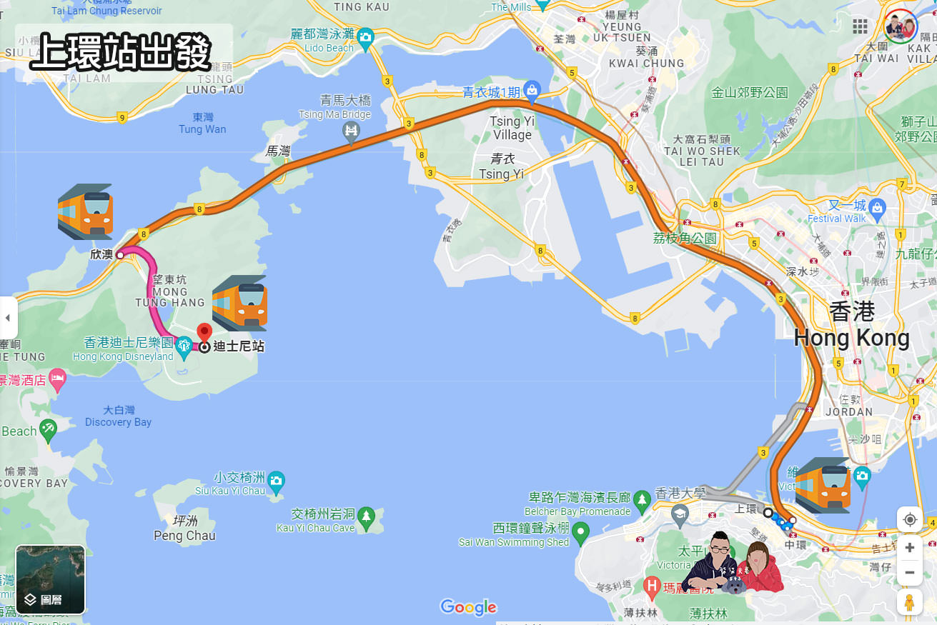 上環站前往香港迪士尼