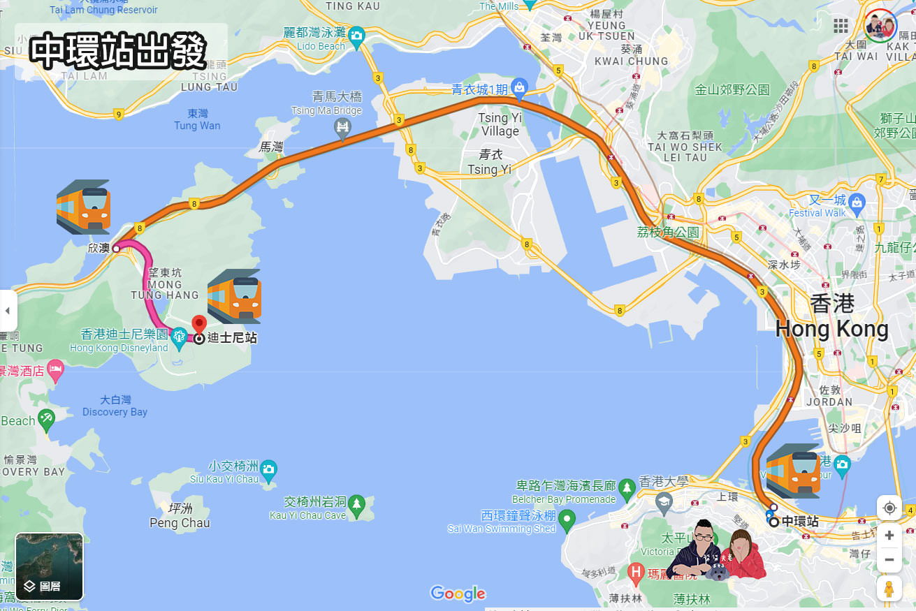 中環站前往迪士尼