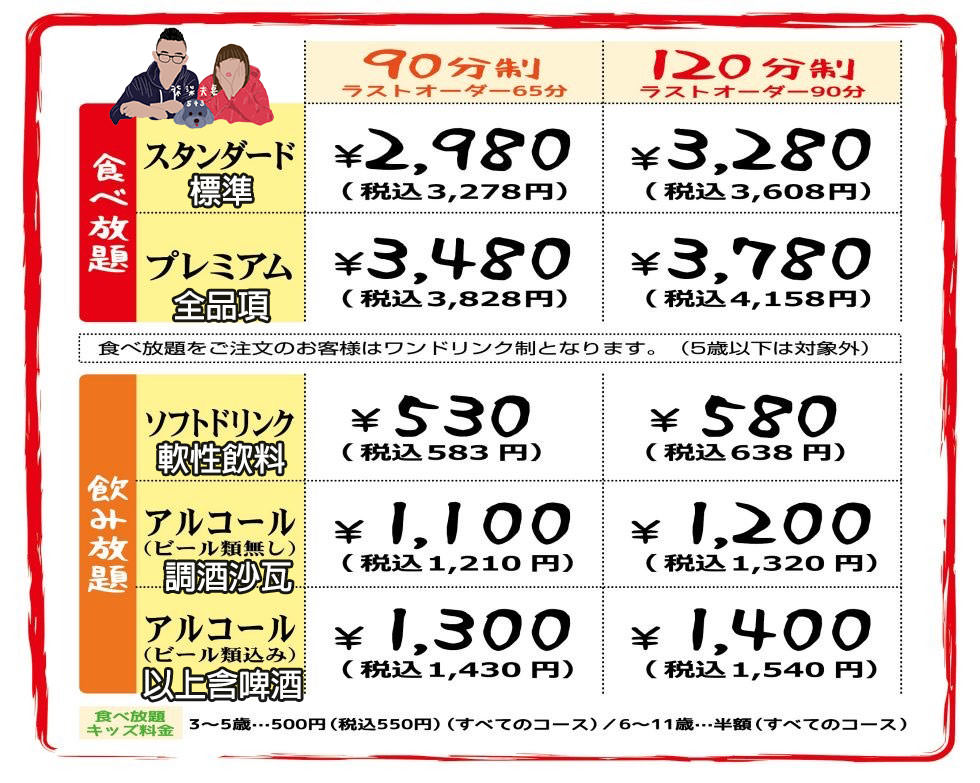 燒肉力丸千日前店》超人氣大阪燒肉吃到飽,疫情後的再訪究竟好不好吃呢? - 第6張圖 力丸燒肉菜單價位