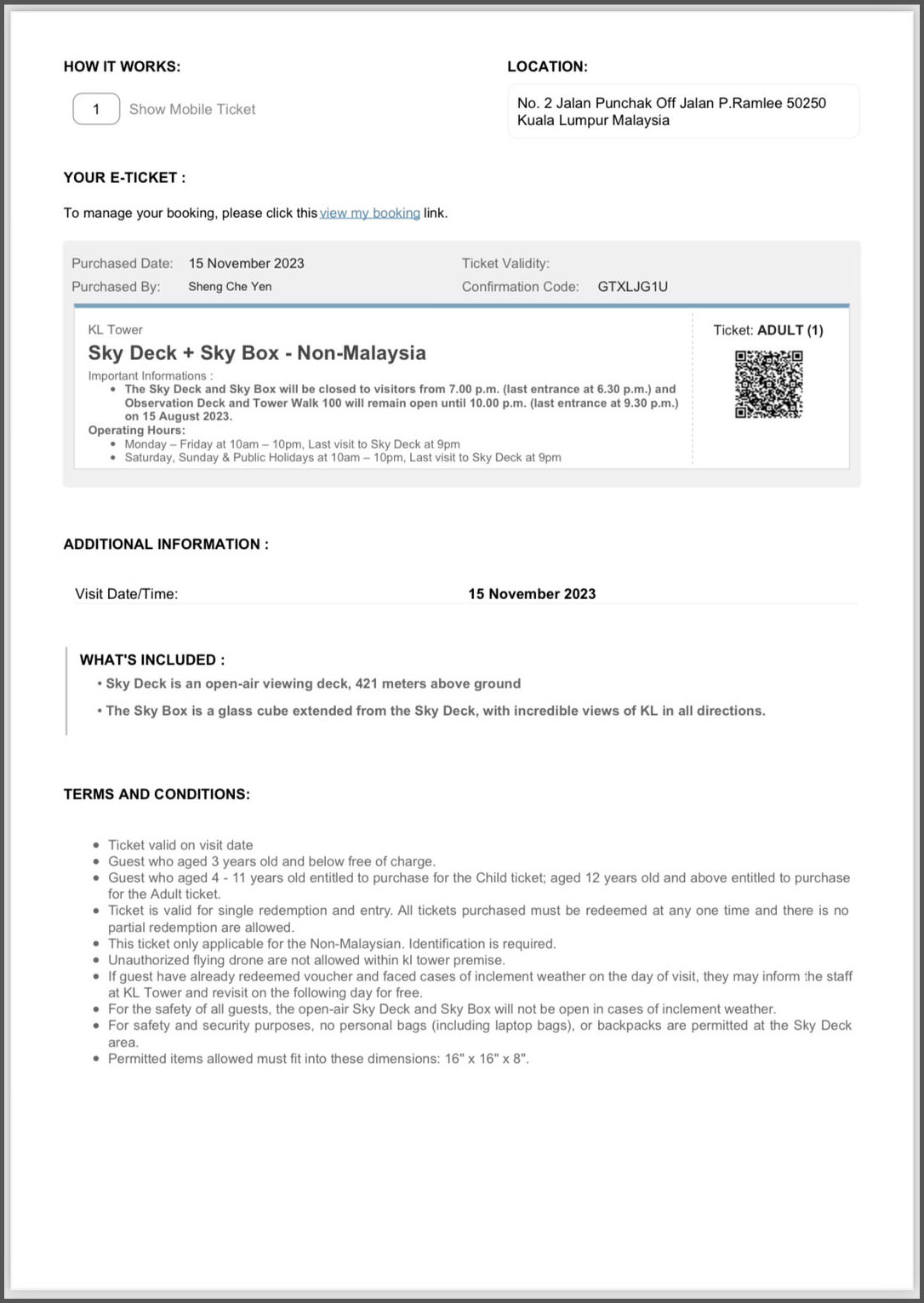 吉隆坡塔KL Tower》馬來西亞必訪景點,Sky box/Sky walk/Sky deck日景夜景一網打盡! - 第5張圖 吉隆坡塔電子門票