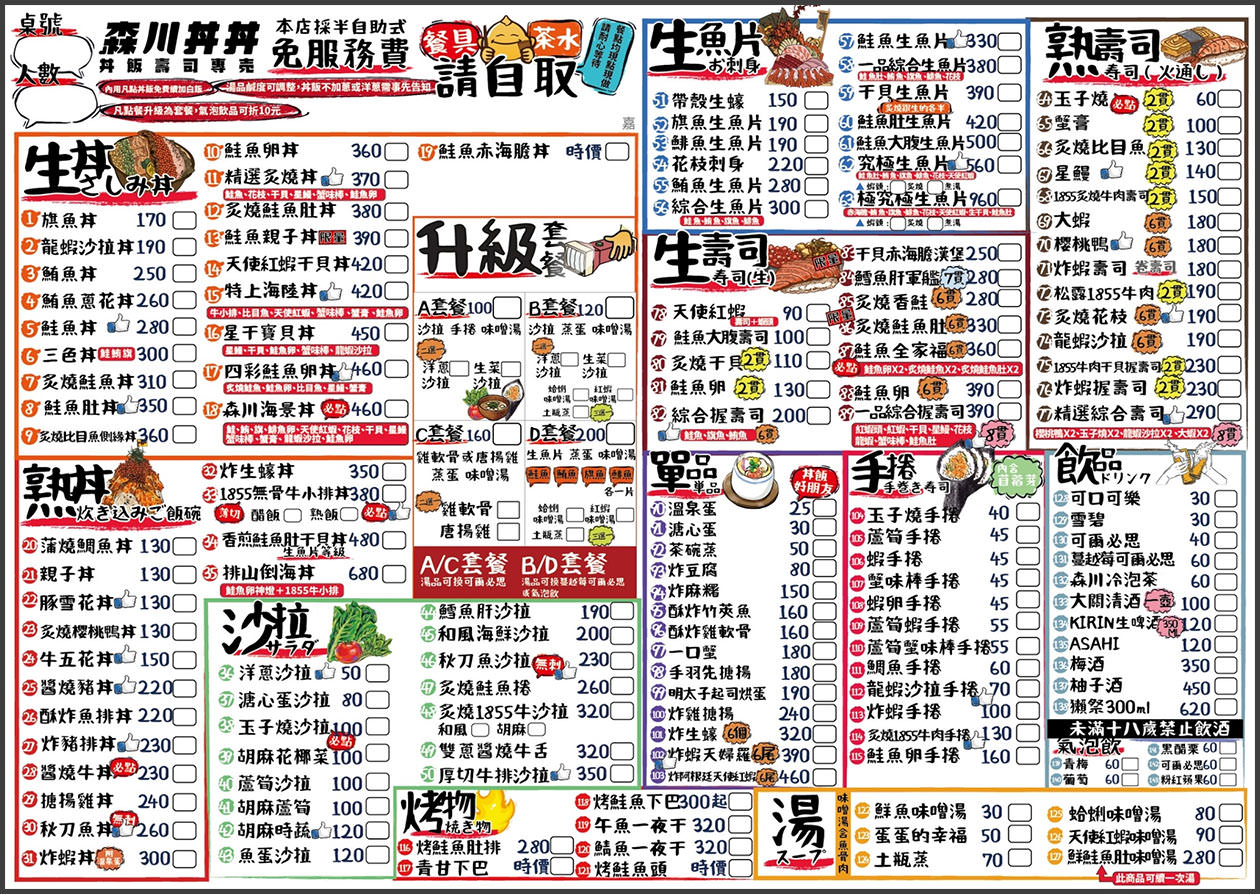 森川丼丼嘉義店菜單-1
