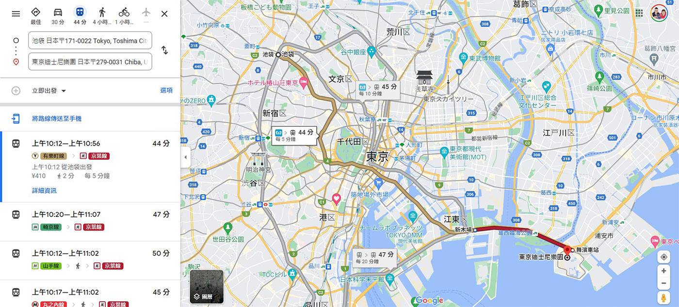 東京迪士尼樂園交通攻略》陸地/海洋怎麼去?成田機場/羽田機場/東京市區搭車指南。 - 第12張圖 池袋到東京迪士尼樂園交通