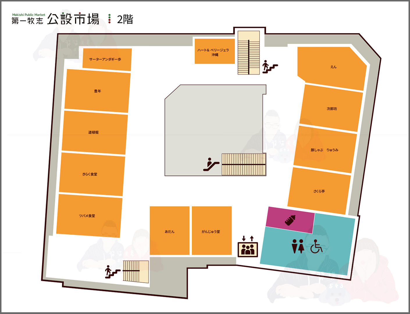 那霸市第一牧志公設市場》沖繩市區最近的海鮮市場,海鮮控真的值得來嗎? - 第6張圖 牧志市場地圖2樓