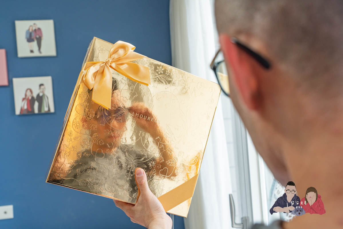 AMOUREUX暖法菓子》高質感台中喜餅品牌2023全新盒型，閃爆眼球的閃閃金！