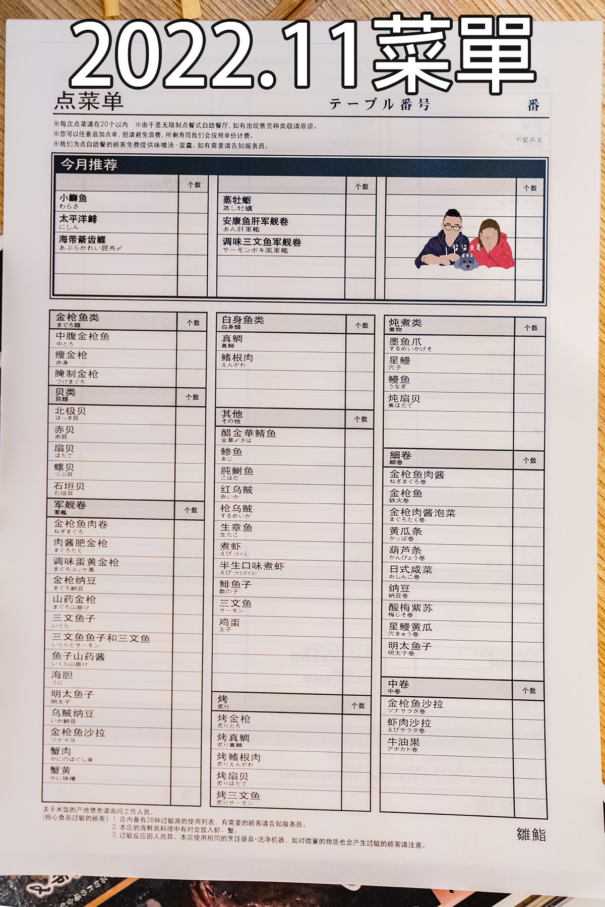 雛鮨菜單2023中文