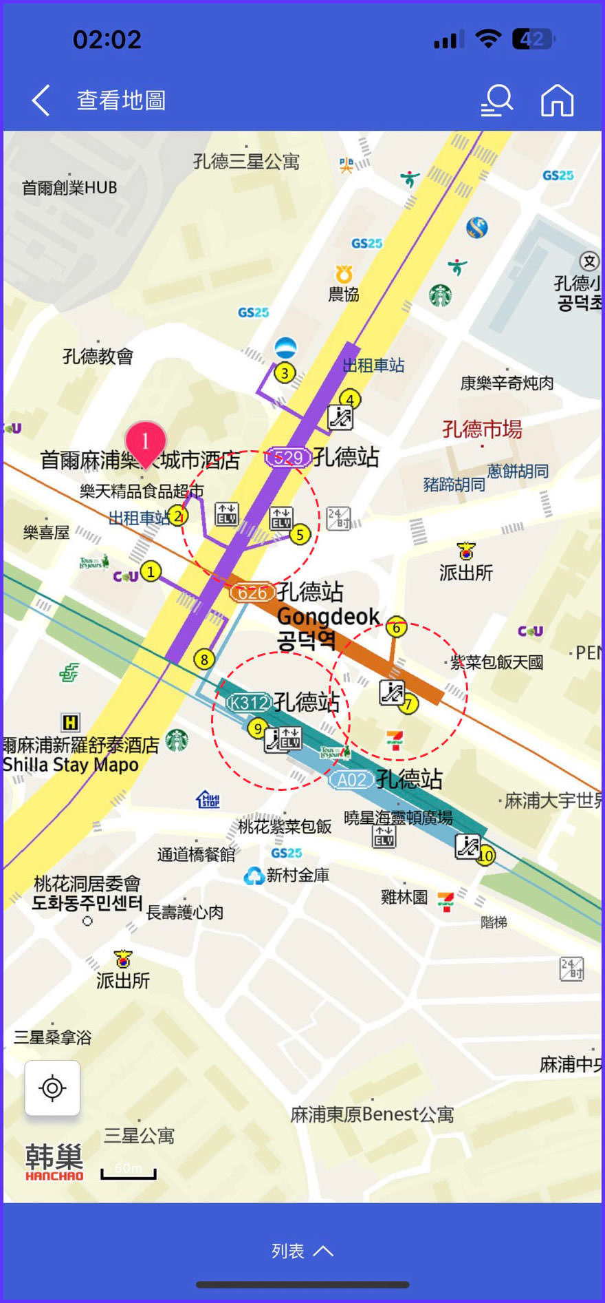 韓巢地圖地鐵電扶梯電梯位置-1