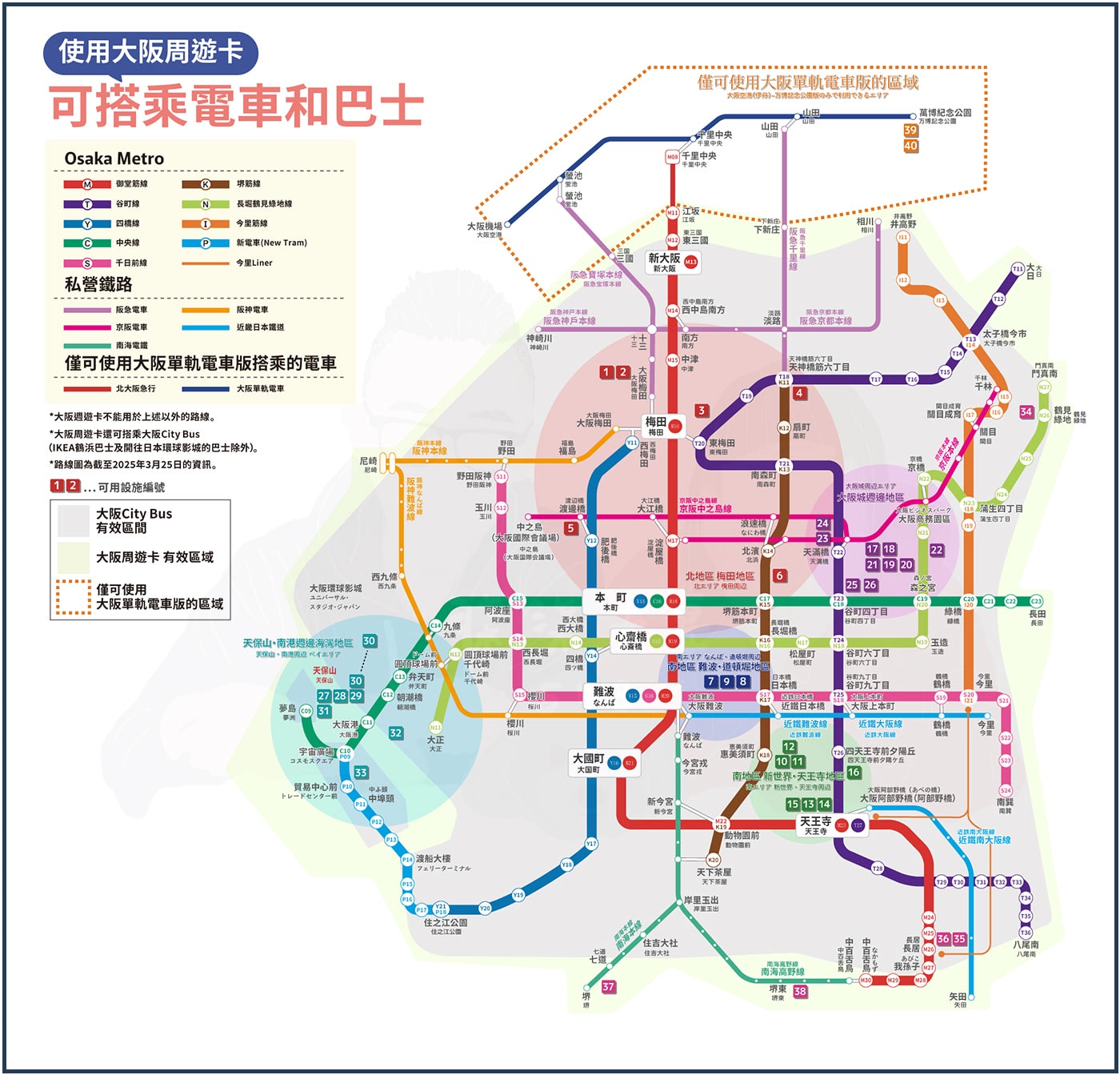 大阪周遊卡懶人包》免費玩40個景點+地鐵無限搭,新手必看大阪交通票券攻略! - 第4張圖 大阪周遊卡使用範圍