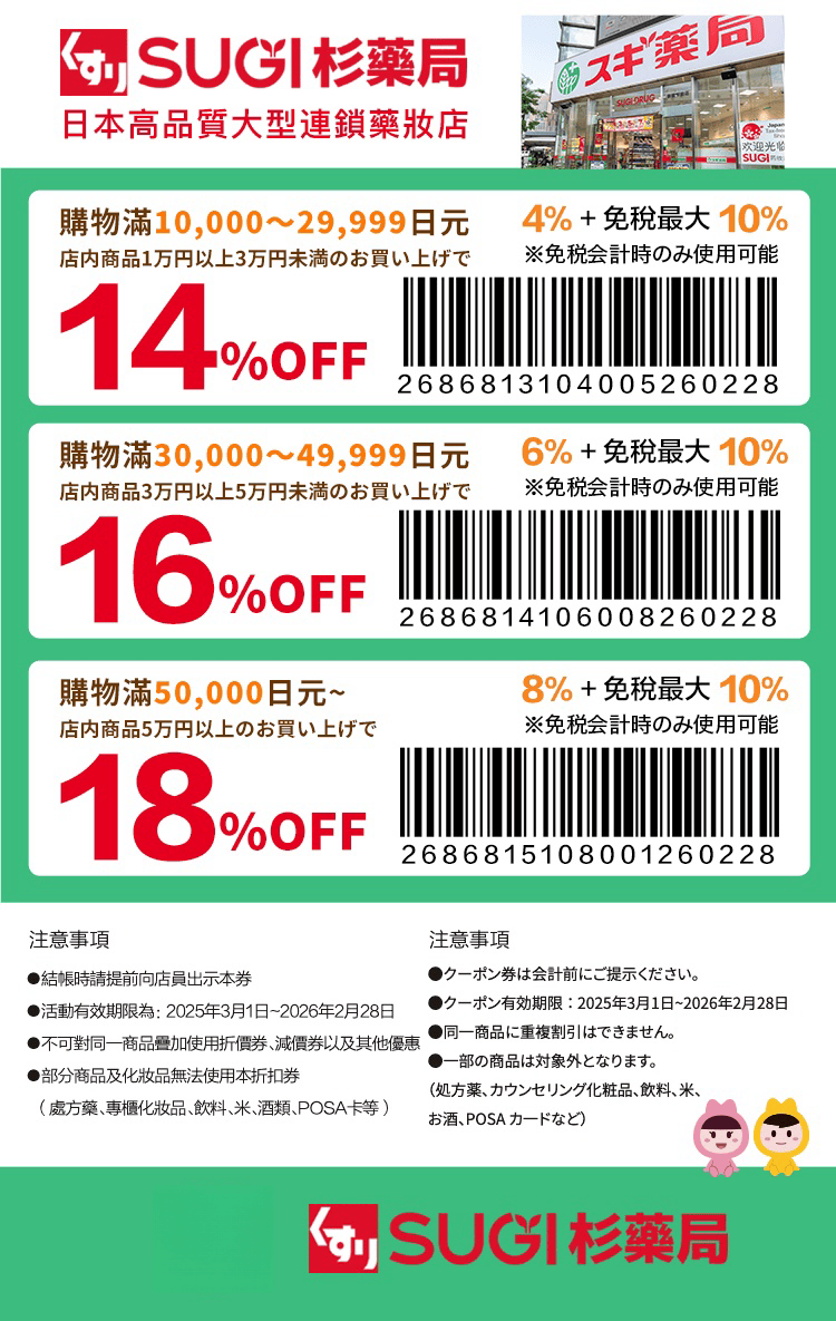 2025 SUGI杉藥局82折優惠券-柒柒夫妻543