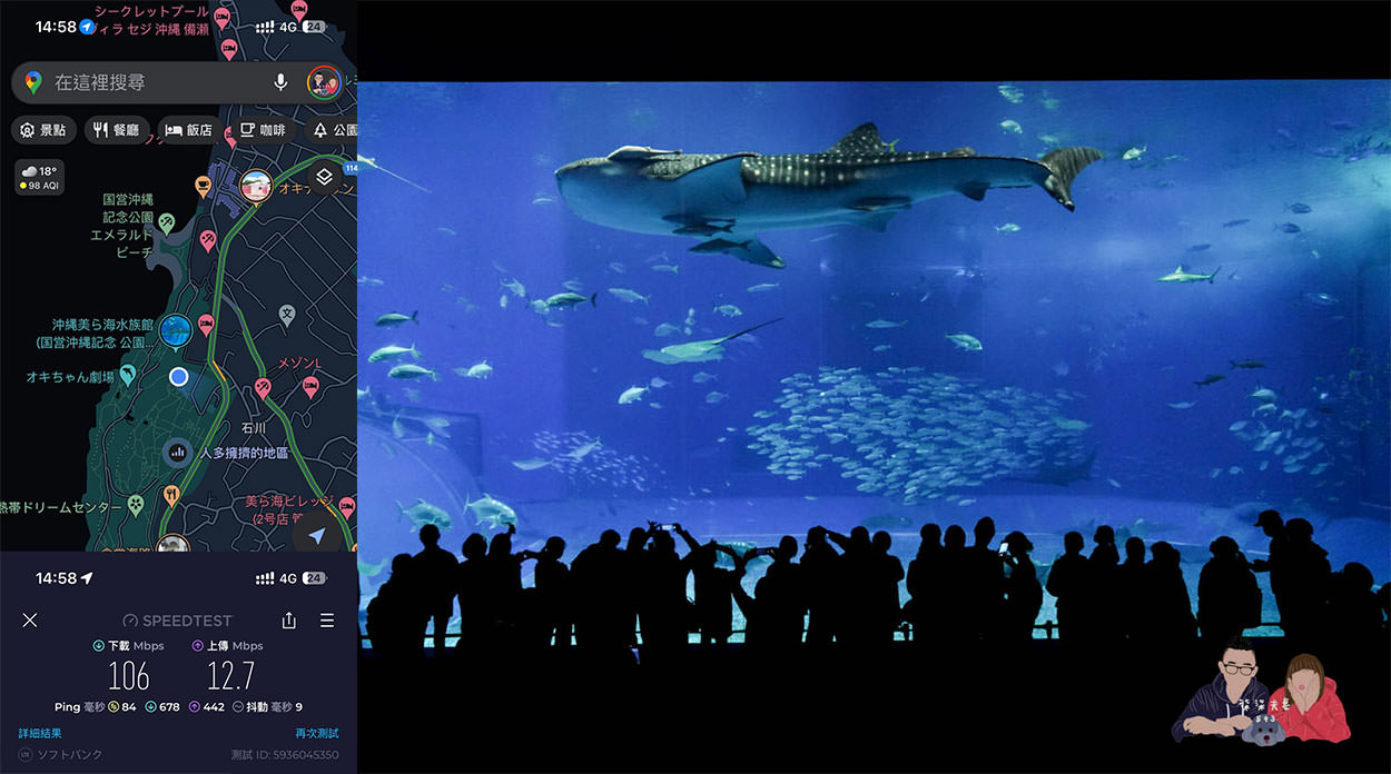 DJB暢日卡PLUS沖繩測速美麗海水族館