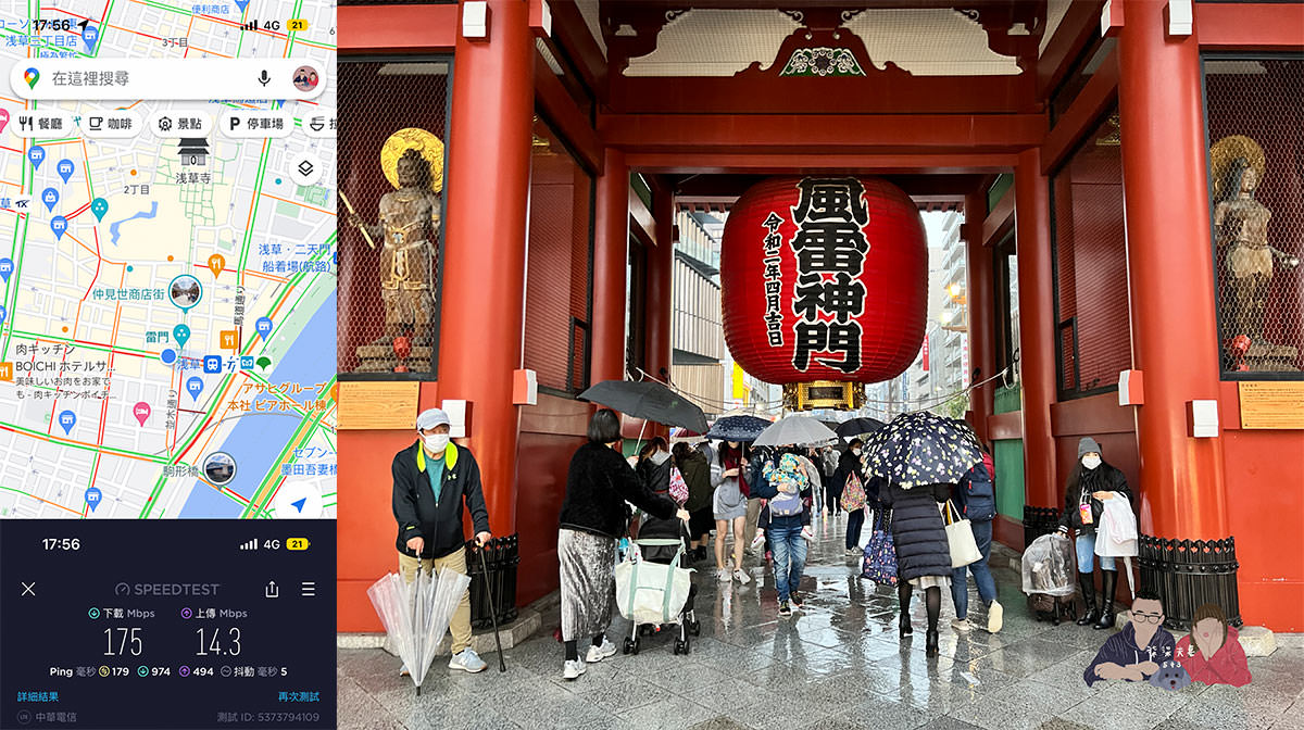 DJB玩日卡東京測速》網速保證資優生,疫情解封後網卡真實測試數據分享! - 第4張圖 DJB東京測速-東京淺草寺