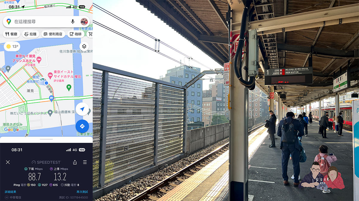 DJB玩日卡東京測速》網速保證資優生,疫情解封後網卡真實測試數據分享! - 第5張圖 DJB東京測速-潮見車站