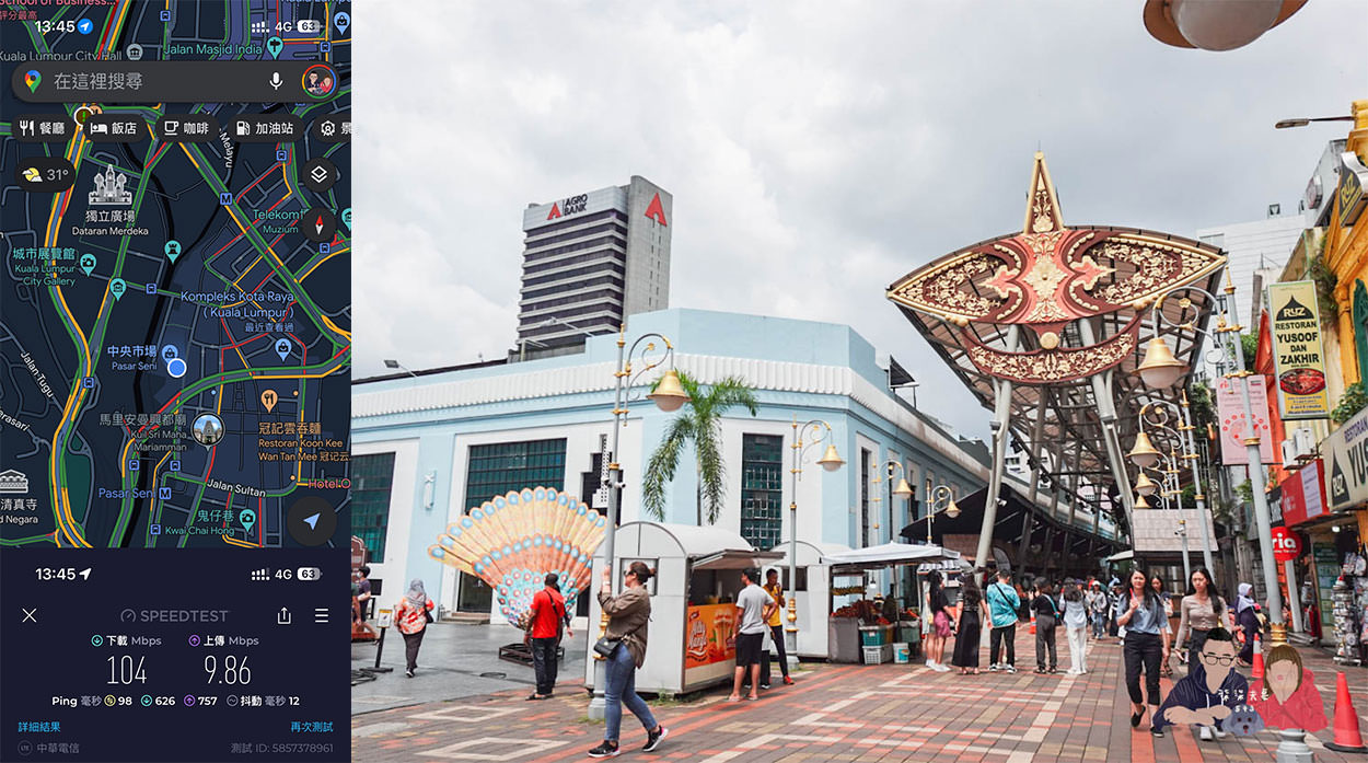 馬來西亞網卡推薦》DJB eSIM亞洲九星卡吉隆坡實測數據,速度快且穩定! - 第4張圖 DJB馬來西亞吉隆坡中央市場