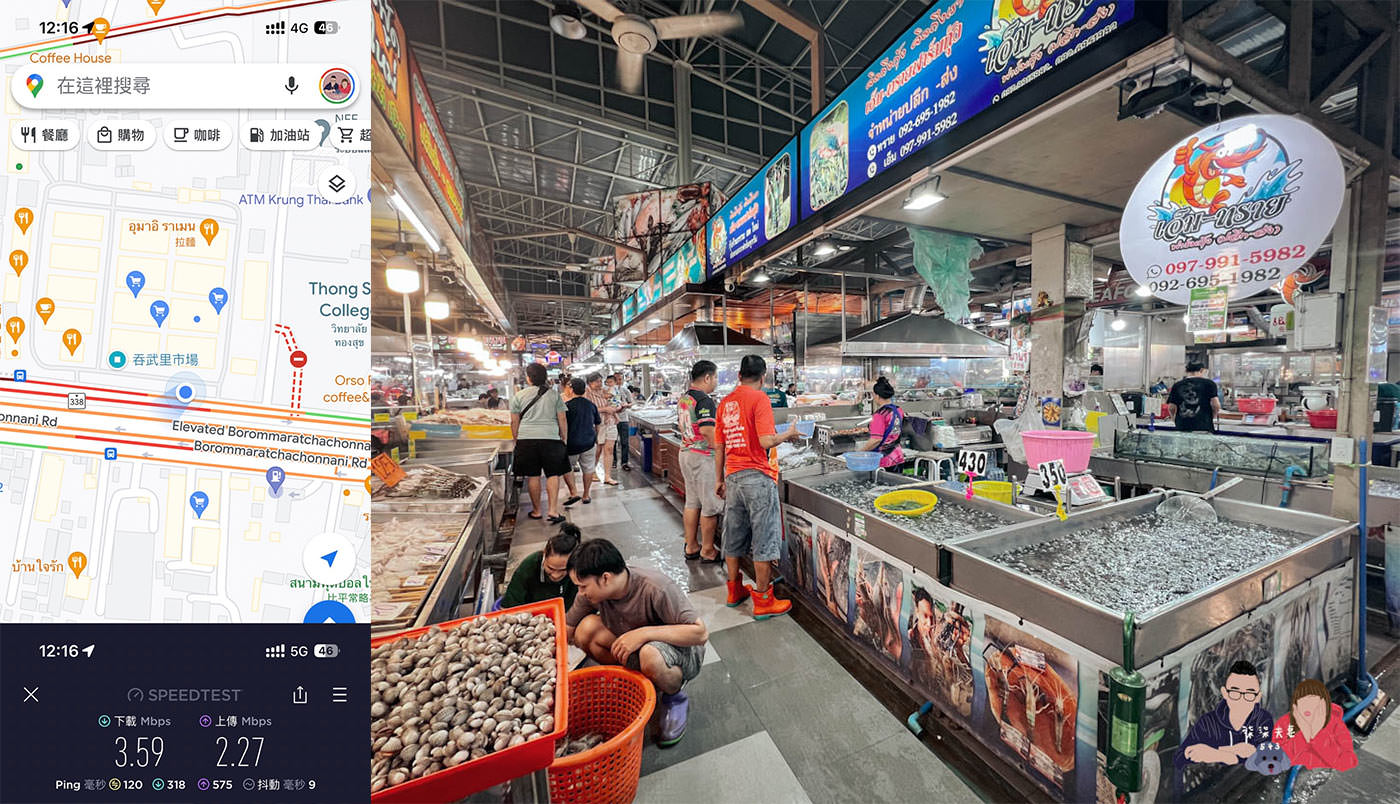 威訊泰國esim吞武里海鮮市場測速